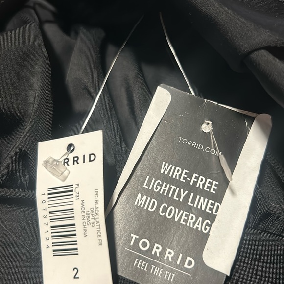 🆕 Torrid Slim Fix Wireless Lattice Front One Piece All Black Swimsuit Sz2Xl - Picture 8 of 11